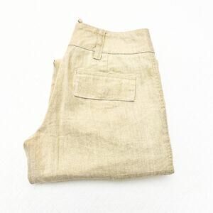 Alice and Olivia Gold Shimmer Beige Carpenter Jogger Style Dress Pants Size 2